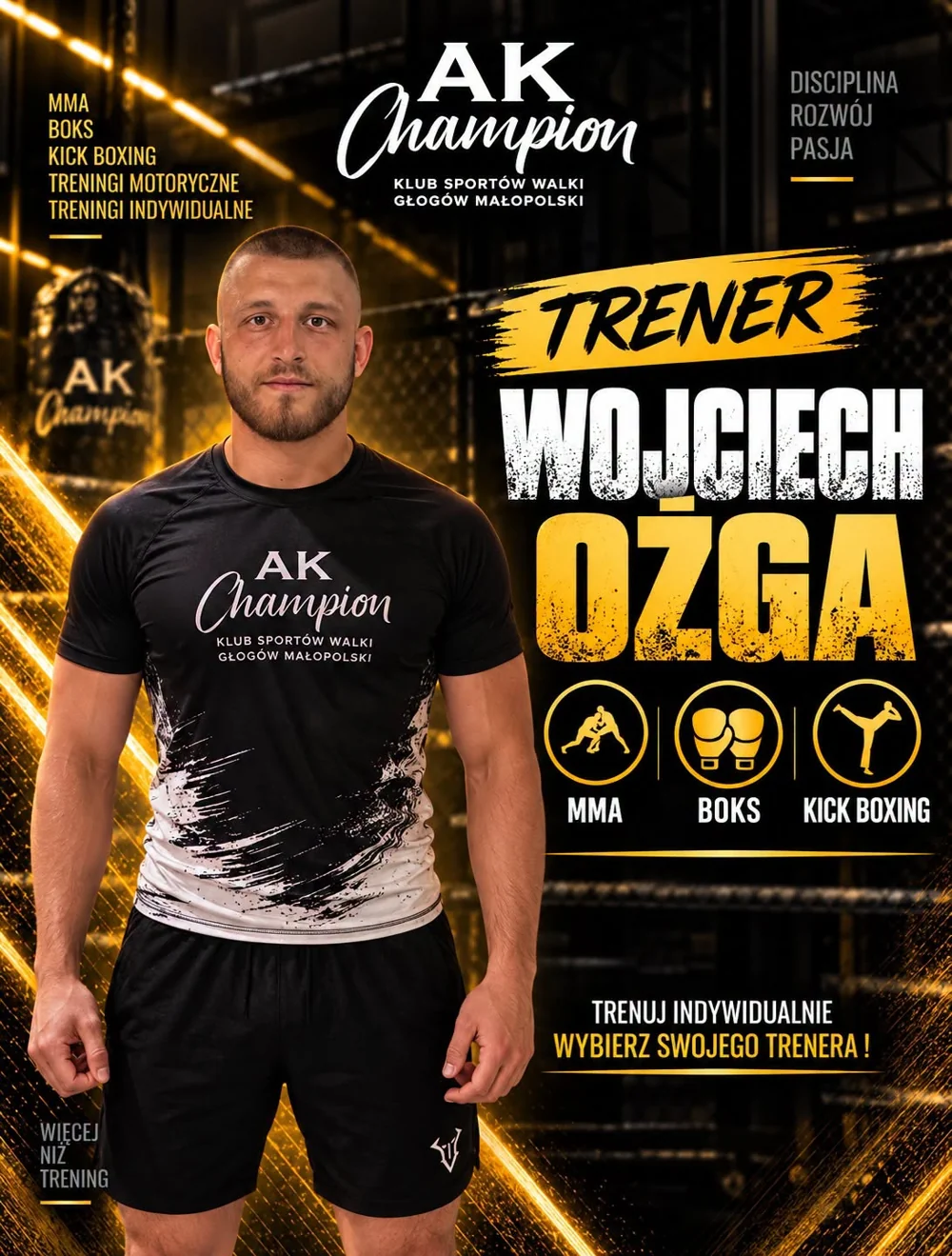 Trener Wojciech Ożga — MMA · Boks · Kick-boxing. Trenuj indywidualnie, wybierz swojego trenera.